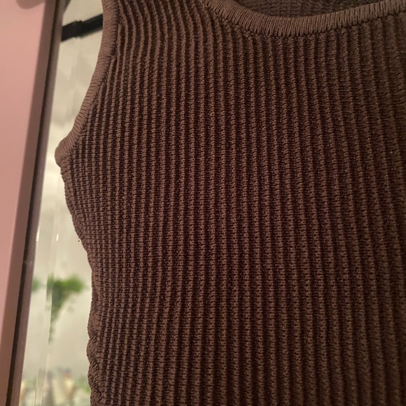 Brown/Forest Green Babaton ribbed crop top - Picture 4 of 4
